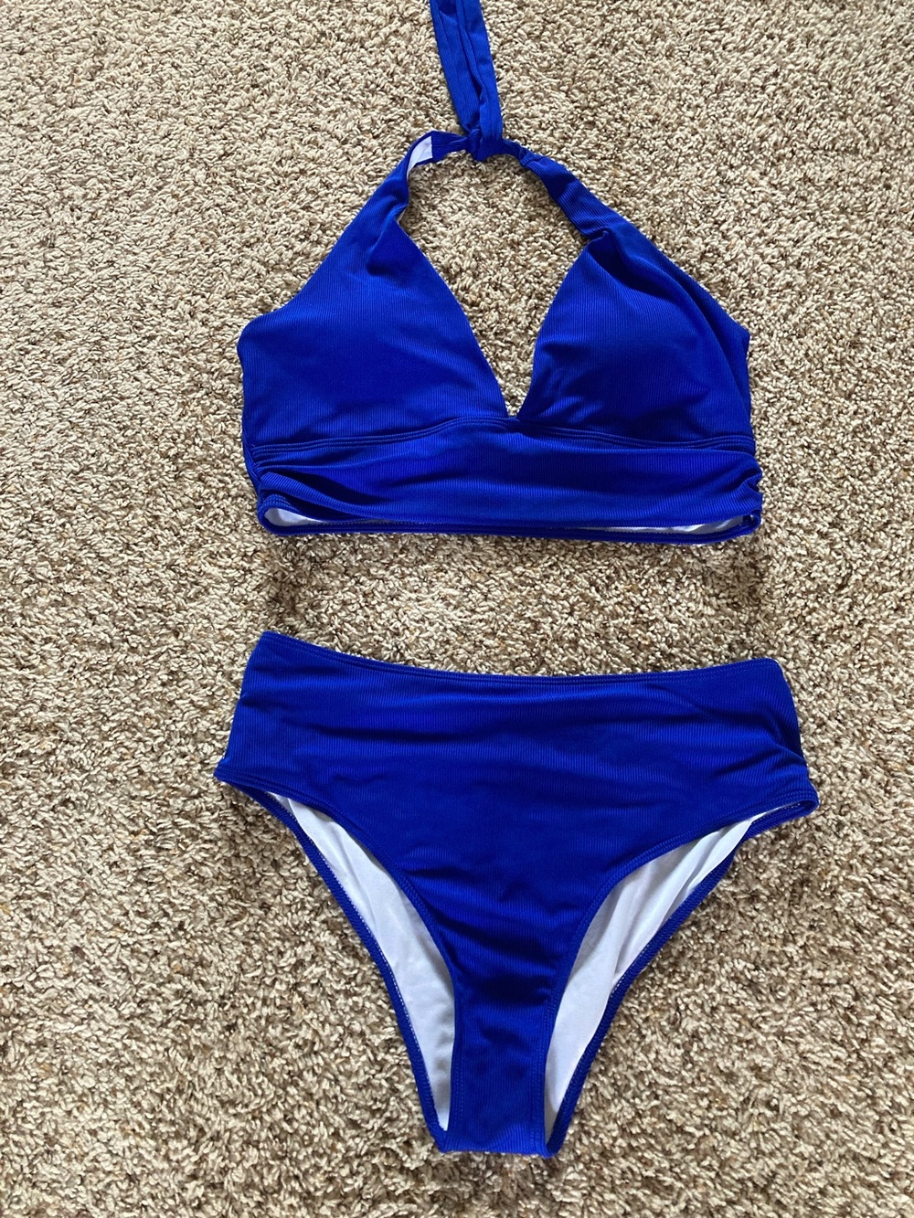 SHEIN Royal Blue Halter High-Waist Bikini Set
